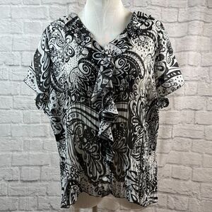 New York City Design Separates Sheer Blouse Women's 4XL Plus Size Paisley Shirt